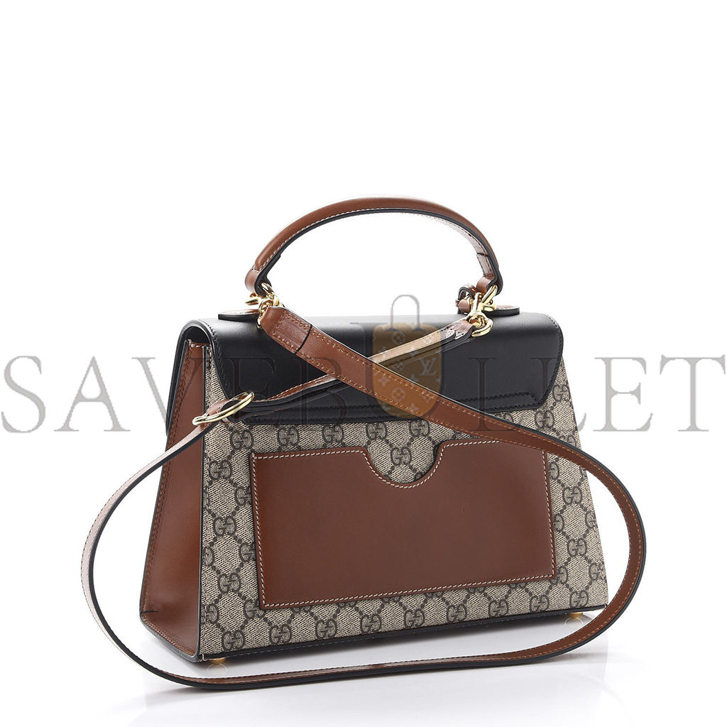 GUCCI GG SUPREME MONOGRAM CALFSKIN SMALL PADLOCK TOP HANDLE BAG BEIGE BLACK CUIR 43188  (28*19*11cm)